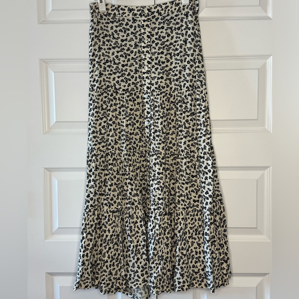 Scotch & Soda black and white floral printed maxi skirt